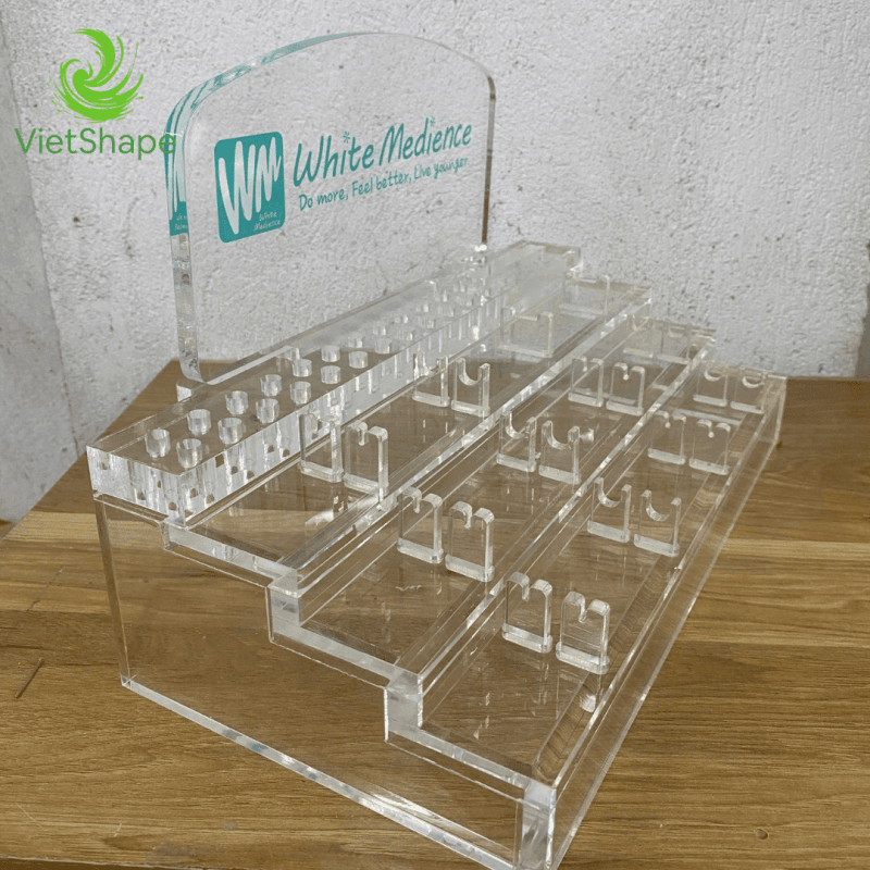 Gia công đế mica trưng bày WHITE MEDIENCE