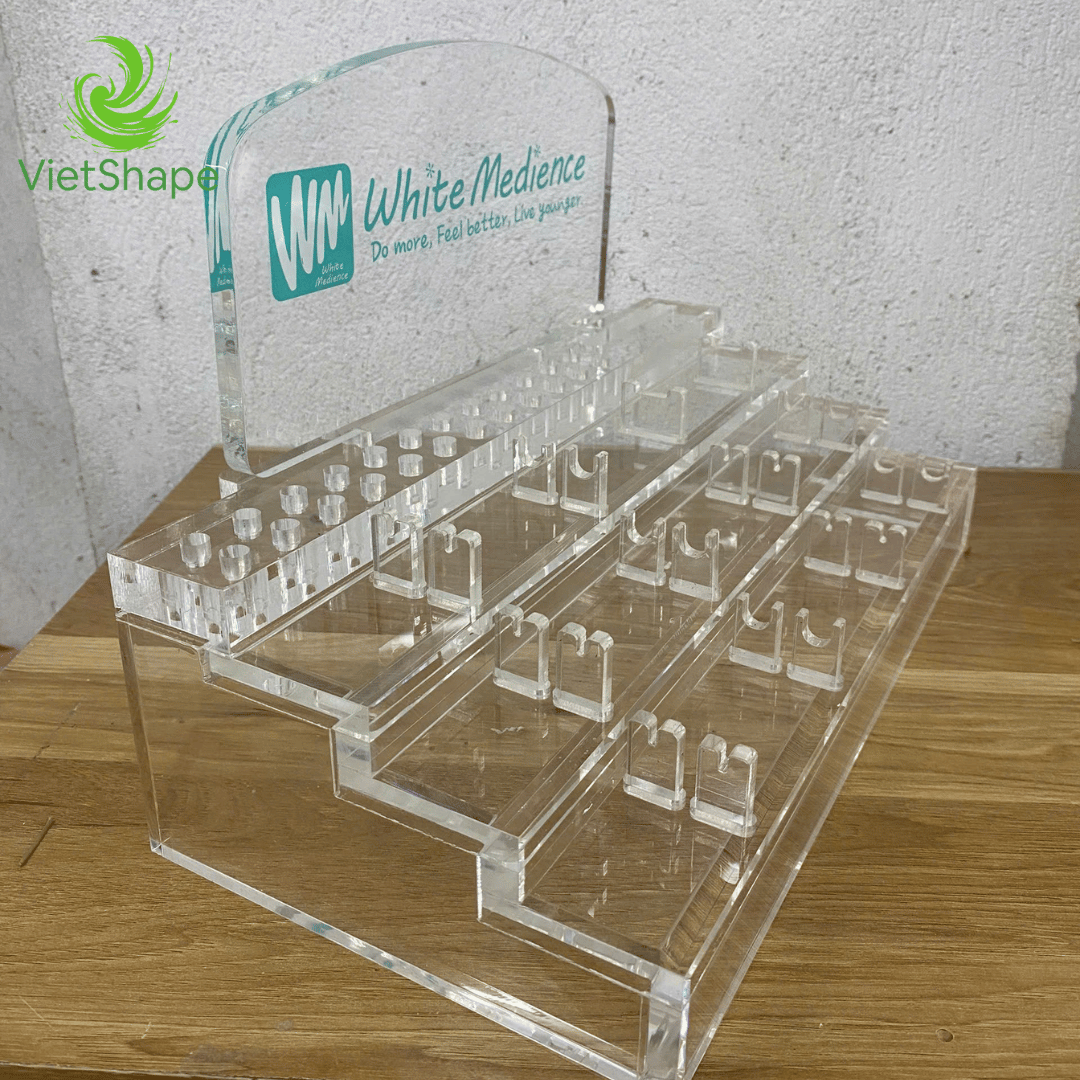 Gia công đế mica trưng bày WHITE MEDIENCE