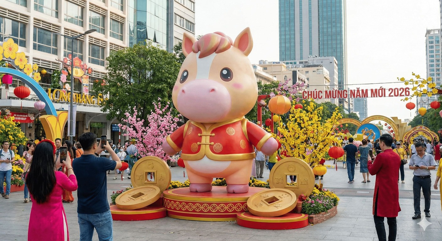 Mô hình linh vật Ngựa cho các concept trang trí tết 2026 tại quảng trường